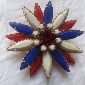 VINTAGE RED WHITE AND BLUE BROOCH  Preowned